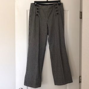 LarryLevine Black and White Wide Leg Pinstrip pant